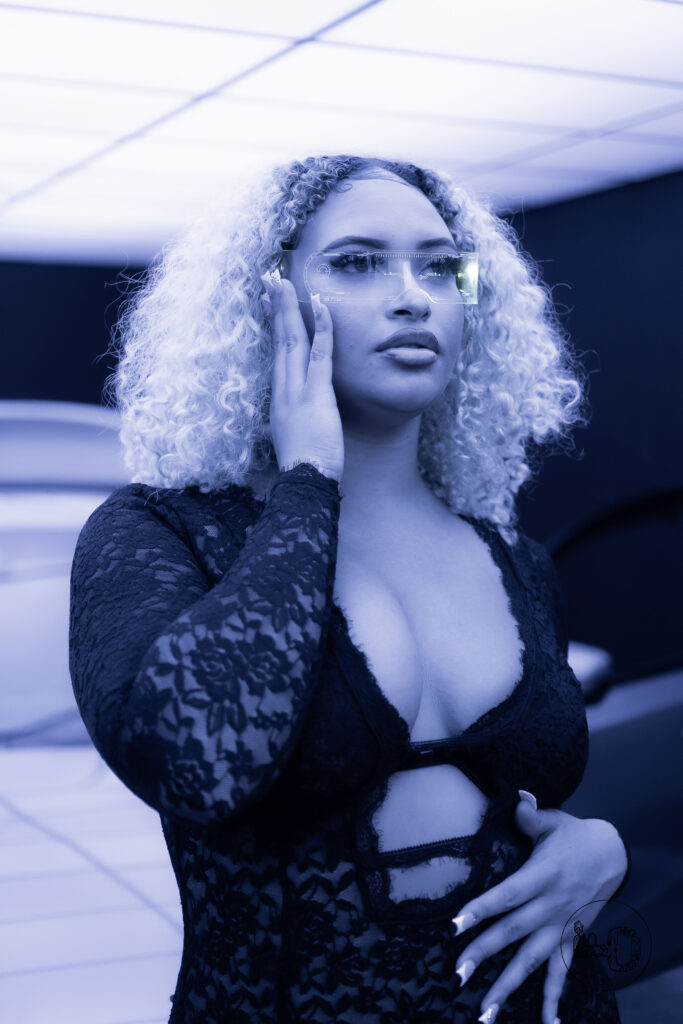Woman poses for music video
